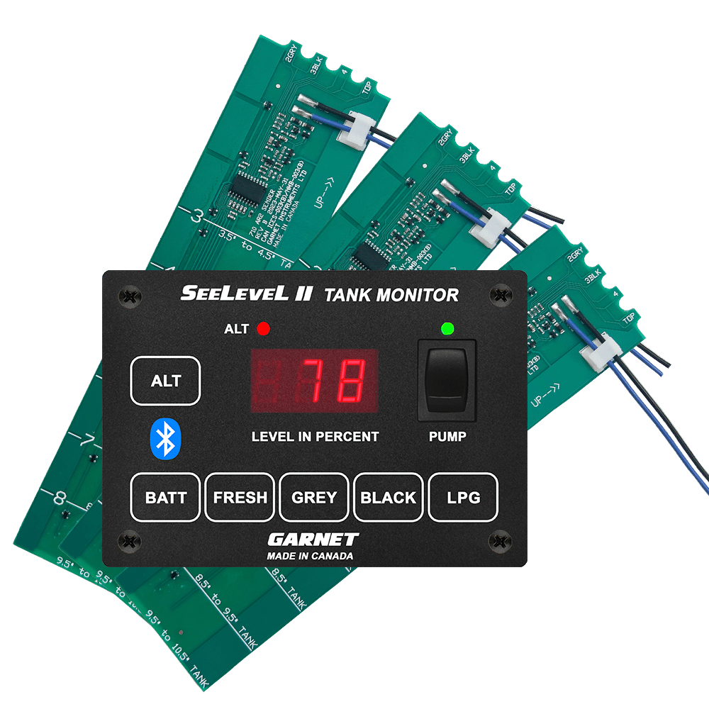 Garnet SeeLevel II tank monitor panel and external sender strips (image: Garnet Instruments)